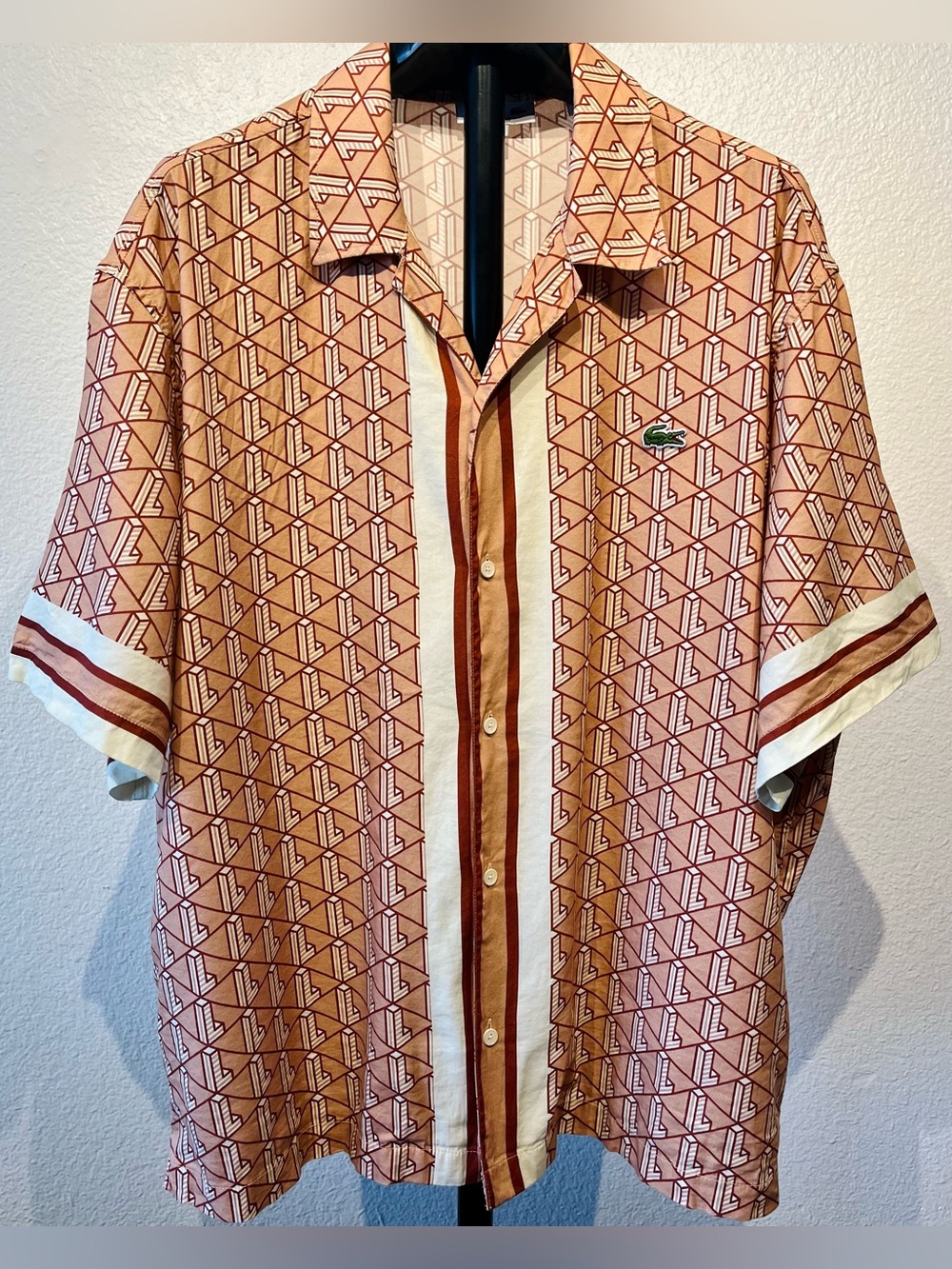 Lacoste Straight Cut Monogram Shirt - Size 43 FR | L/XL US (Men’s)